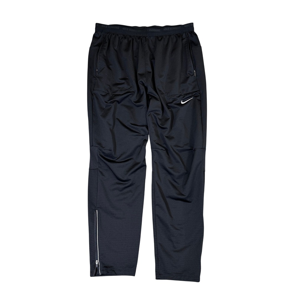 Nike Running Dri-FIT Black Track Pants Mens XL Zipper Pockets Ankle Zips